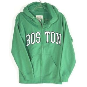 New York Popular Boston Zip Up Hoodie Green Small Souvenir Sweatshirt